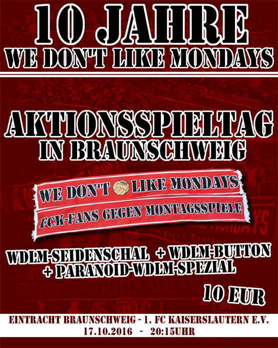 Ankündigungsplakat zum Montagsspiel in Braunschweig