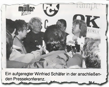 Zeitungsausschnitt: Pressekonferenz mit Feldkamp und Schäfer