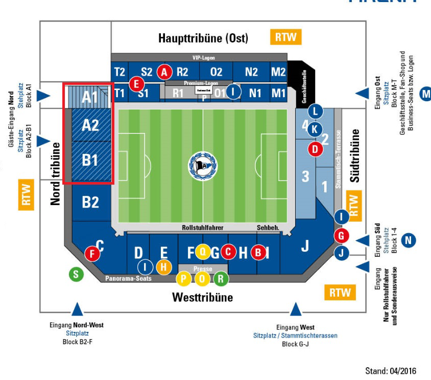 Stadionplan Alm-Stadion (SchücoArena) - Arminia Bielefeld