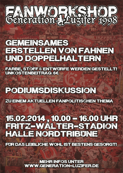 Ankündigungsplakat zum Fanworkshop