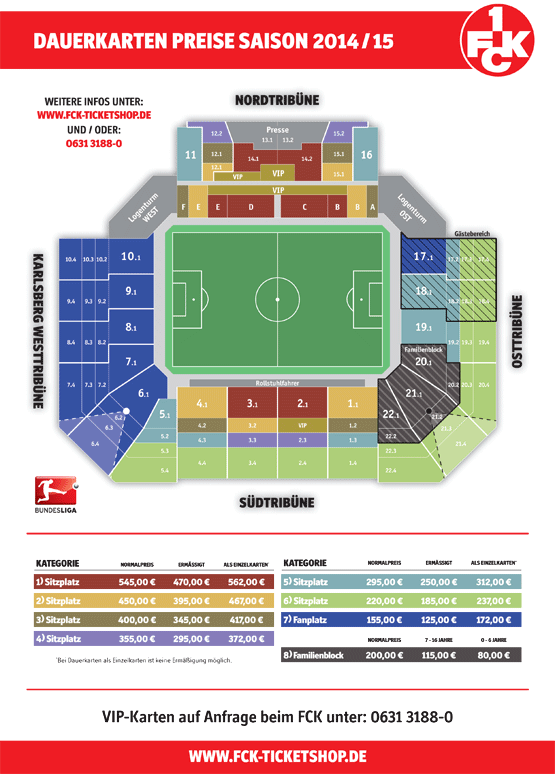 FCK-Preisliste: Dauerkarten 2014/15