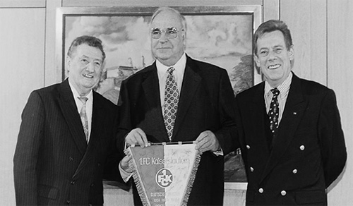 Fritz Walter, Helmut Kohl, Norbert Thines (v.l.n.r.)