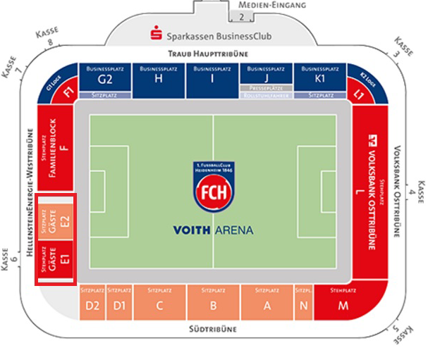 Stadionplan Albstadion (Voith-Arena) - 1. FC Heidenheim
