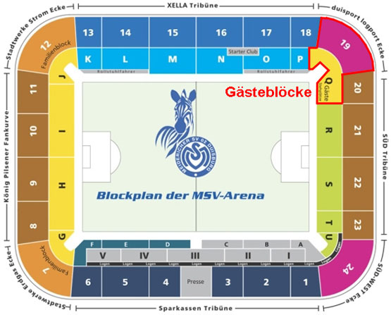Stadionplan Wedaustadion (Schauinsland-Reisen-Arena) - MSV Duisburg