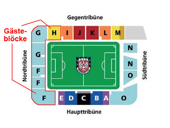 Stadionplan Stadion am Bornheimer Hang (Volksbank Stadion) - FSV Frankfurt