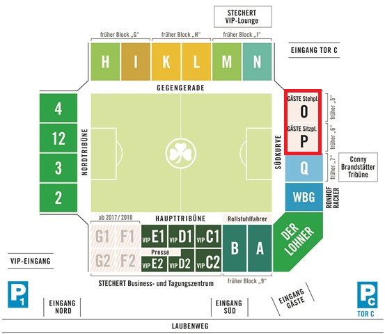 Stadionplan Sportpark Ronhof - SpVgg Fürth