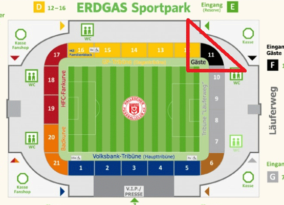 Stadionplan Kurt-Wabbel-Stadion (ERDGAS Sportpark) - Hallescher FC
