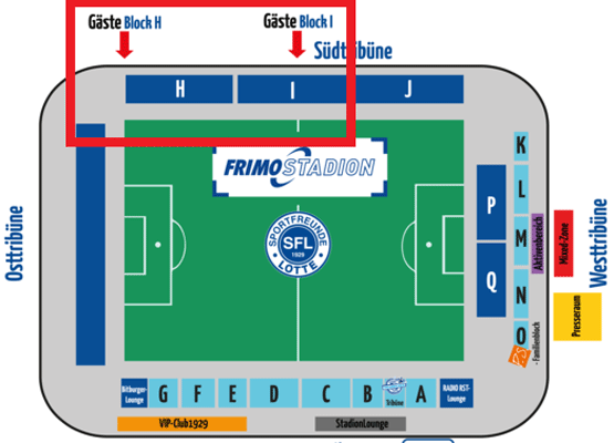 Stadionplan Stadion am Lotter Kreuz (FRIMO Stadion) - Sportfreunde Lotte