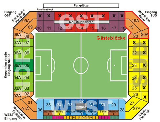 Stadionplan Ostseestadion (DKB-Arena) - Hansa Rostock