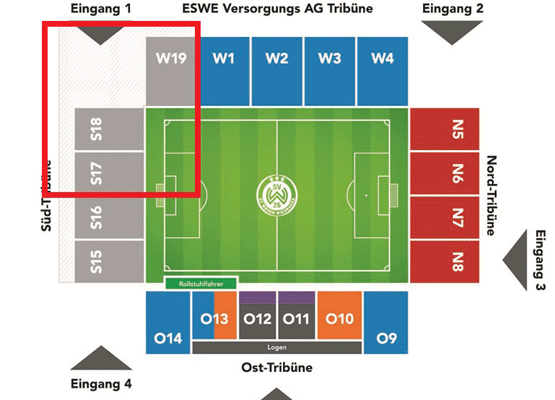 Stadionplan Brita-Arena - SV Wehen Wiesbaden