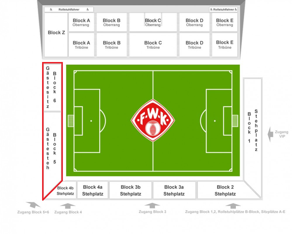 Stadionplan Stadion am Dallenberg (flyeralarm Arena) - Würzburger Kickers