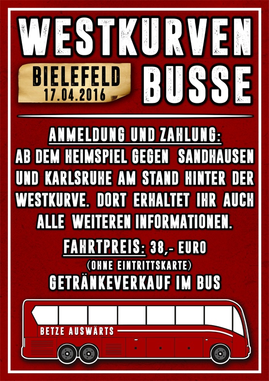 Westkurve-Busse zum Auswärtsspiel in Bielefeld