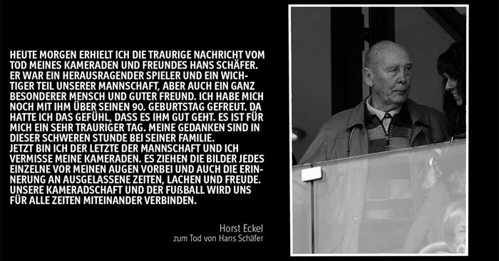 Horst Eckel gedenkt Ex-Teamkollege Hans Schäfer
