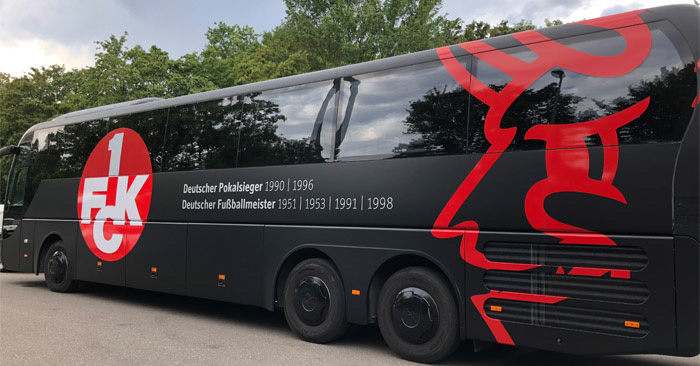 Mannschaftsbus der Roten Teufel in neuem Design