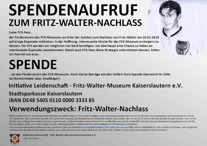 Spendensammlung für das Erbe von Fritz Walter