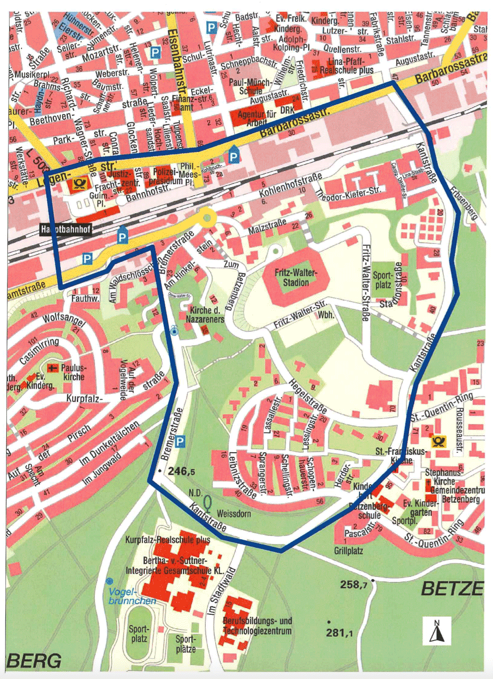 Stadtplan, Kaiserslautern Innenstadt