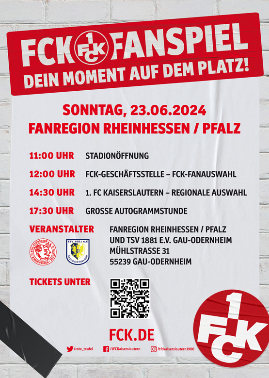 Info-Plakat zum FCK-Fanspiel 2024 in Gau-Odernheim