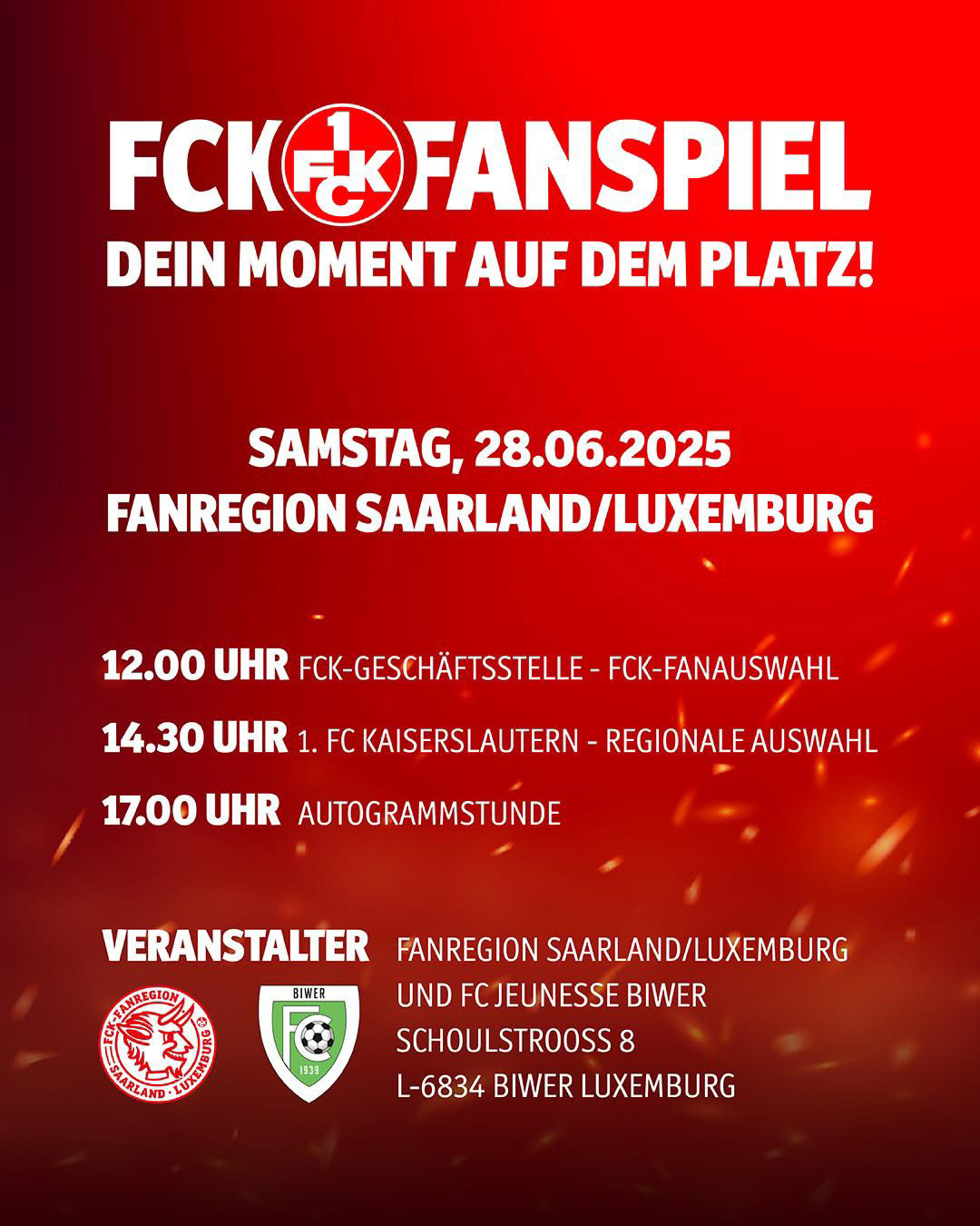Ankündigungsplakat: FCK-Fanspiel 2025