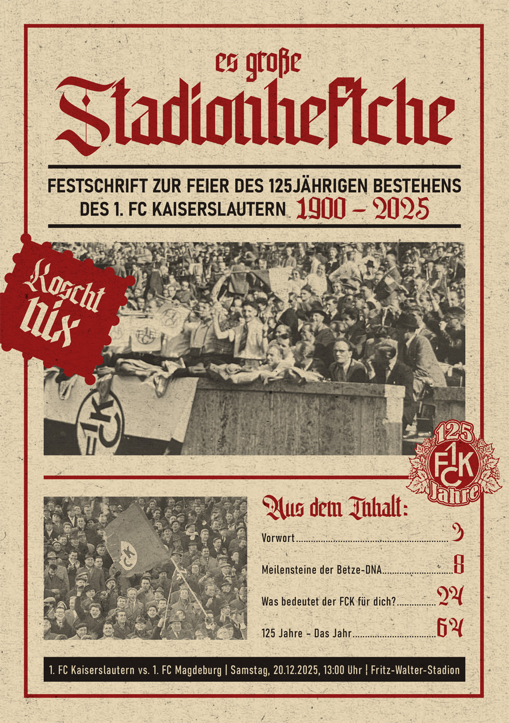 Cover: Stadionheft/Festschrift zum Heimspiel FCK-FCM